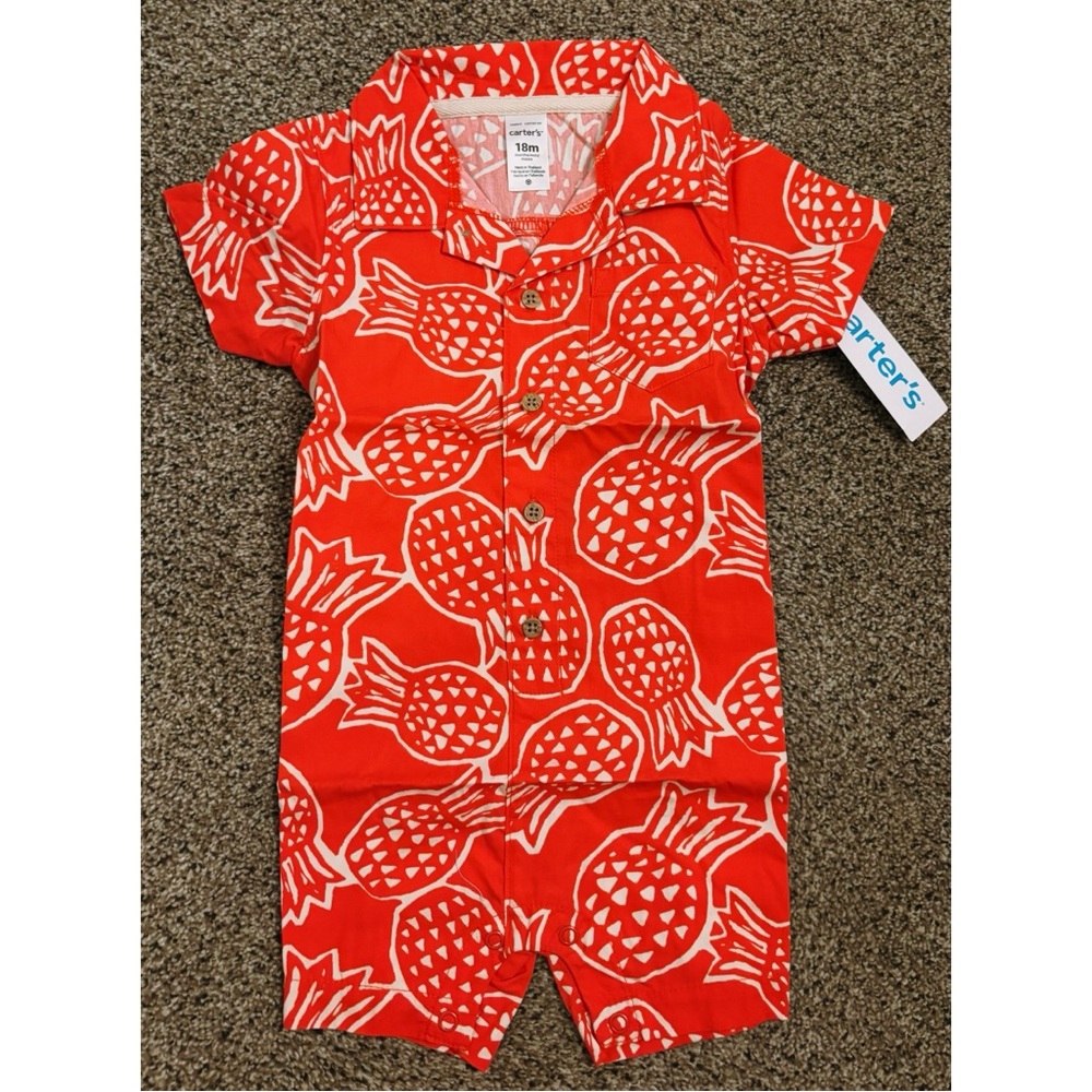 Carter's orange/Red Pineapple Baby romper